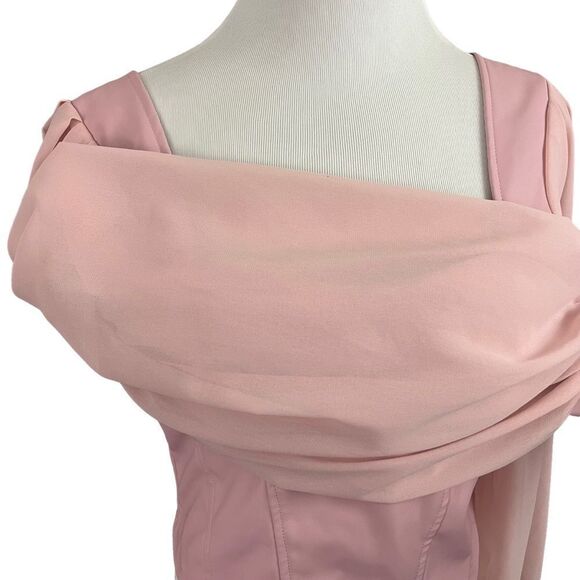 ASOS Parisian Bubblegum Pink Vegan Leather Bustier Sheer Sleeve Top 10 - Picture 5 of 11